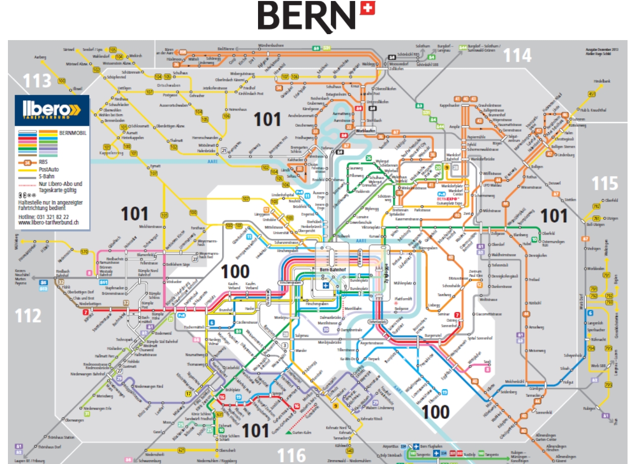 Sie fahren als Gast des Camping Eichholz auf dem Netz von Bern-Mobile gratis (Zone 100 / 101) inkl. Gurtenbahn